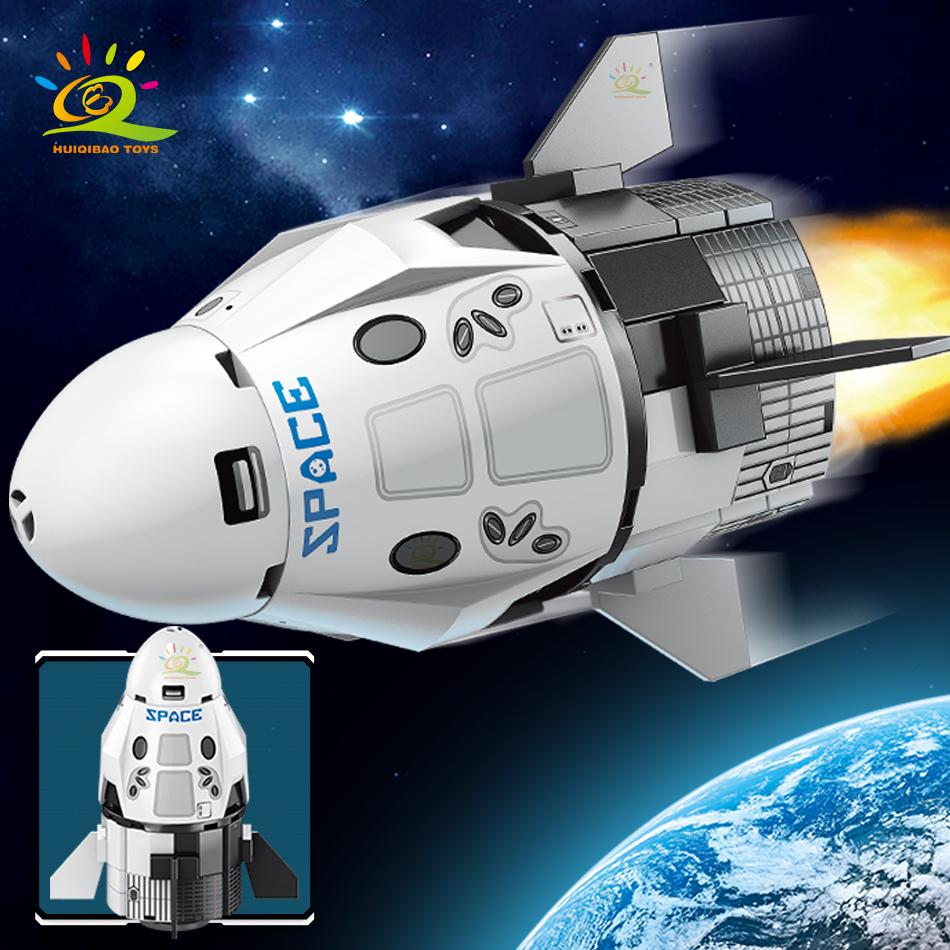 Mini Aviation Manned Rocket Model Building Blocks Space Aerospace Station Bricks City Construction Toys for Children