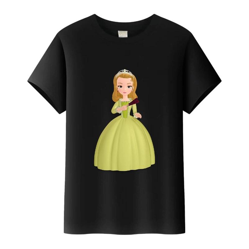 Disney Sofia První Princezna Kreslená Trička Dívčí Kulatý Výstřih Top Tričko Y2k Volné Halenky Harajuku Tričko Letní Oblečení Dárek