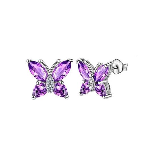 1 Set Jewelry Set Sparkling Rhinestones Inlaid Butterfly Pendant Necklace Ear Studs