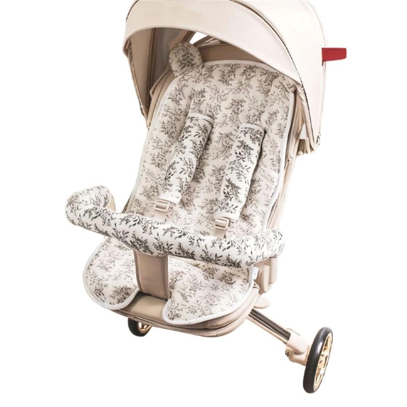 Doublure de siège pour poussette bébé avec motif imprimé Coussin de siège de landau Ensemble de coussinets pour accoudoir de siège-ceinture Accoudoir Coussinet Doublure de poussette
