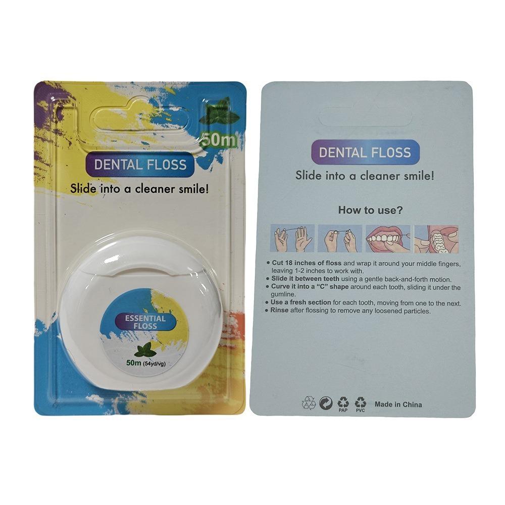 Extra Soft Mint Micro-Waxed Nylon Dental Floss, 50M - Disposable Interdental Cleaner