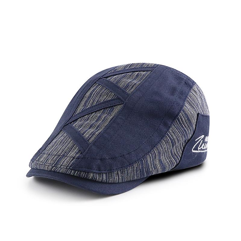Spring Men Peaked Cap Stitching Striped Cap Outdoor Sunshade Forward Cap