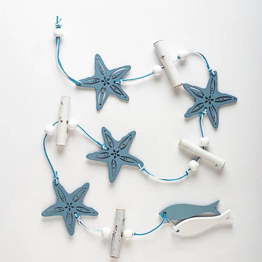 Mediterranean Style Decorative Pendants Starfish Fish Wooden Crafts Creative Home Living Room Bedroom Wall Decorations