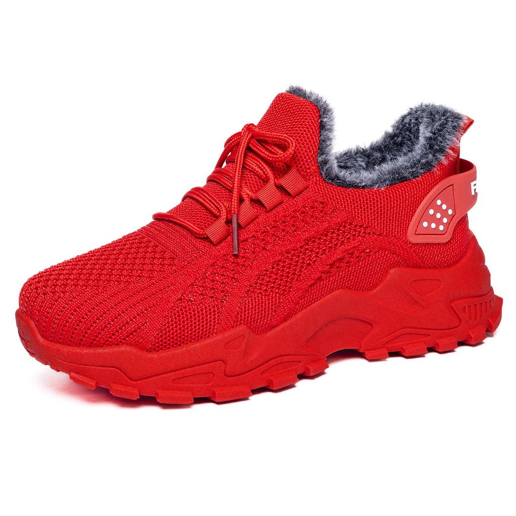 Women's Plus Size Fleece-Lined Thick Sole Dad Shoes - Warm Cotton Winter Outdoor Wear
