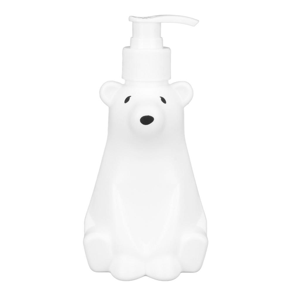 Plastic Shampoo Dispenser Bear Shaped White Lotion Dispenser Refillable Decorative Shower Bottle