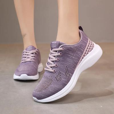 Spring Sports Shoes Women's Vulcanized Mesh Breathable Lace Up Flat Shoes  Latest Comfortable Women's Casual Running Shoes