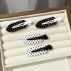 Black White Dot Acrylic Hair Clips 2Pcs Scratch-Free Stylish Hair Styling Tools for Daily Wear Party Wedding Outfits