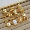Fashion Gold Plated Irregular Pearl Ring Set for Women Vintage Stackable Wave Twist Geometric Rings Aesthetic Jewelry Gifts 2026