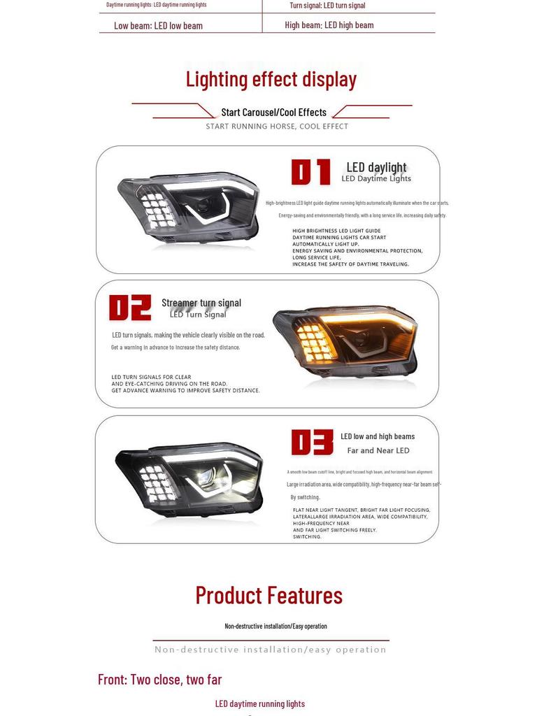 LED Projector Headlight Assembly with DRL & Sequential Turn Signals for 22-25 Toyota Probox