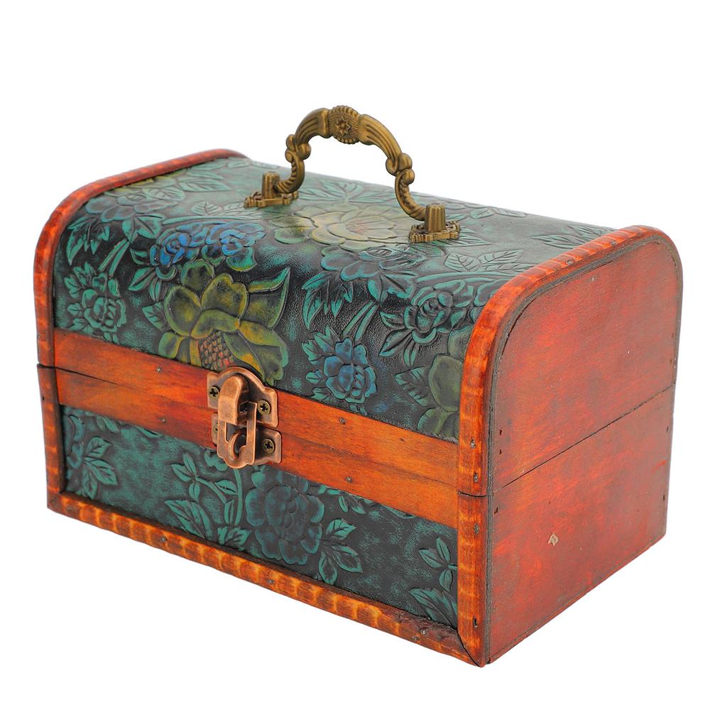Vintage Jewelry Box Retro Flower Pattern Decorative Keepsake Box for Bracelet Hairclips Pendants