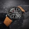 AKNIGHT Watch Genuine Leather Crystal Luminous Date Japanese Instruction Manual Men's - Stylish, Popular, Quartz, Strap, Chronograph, Display,