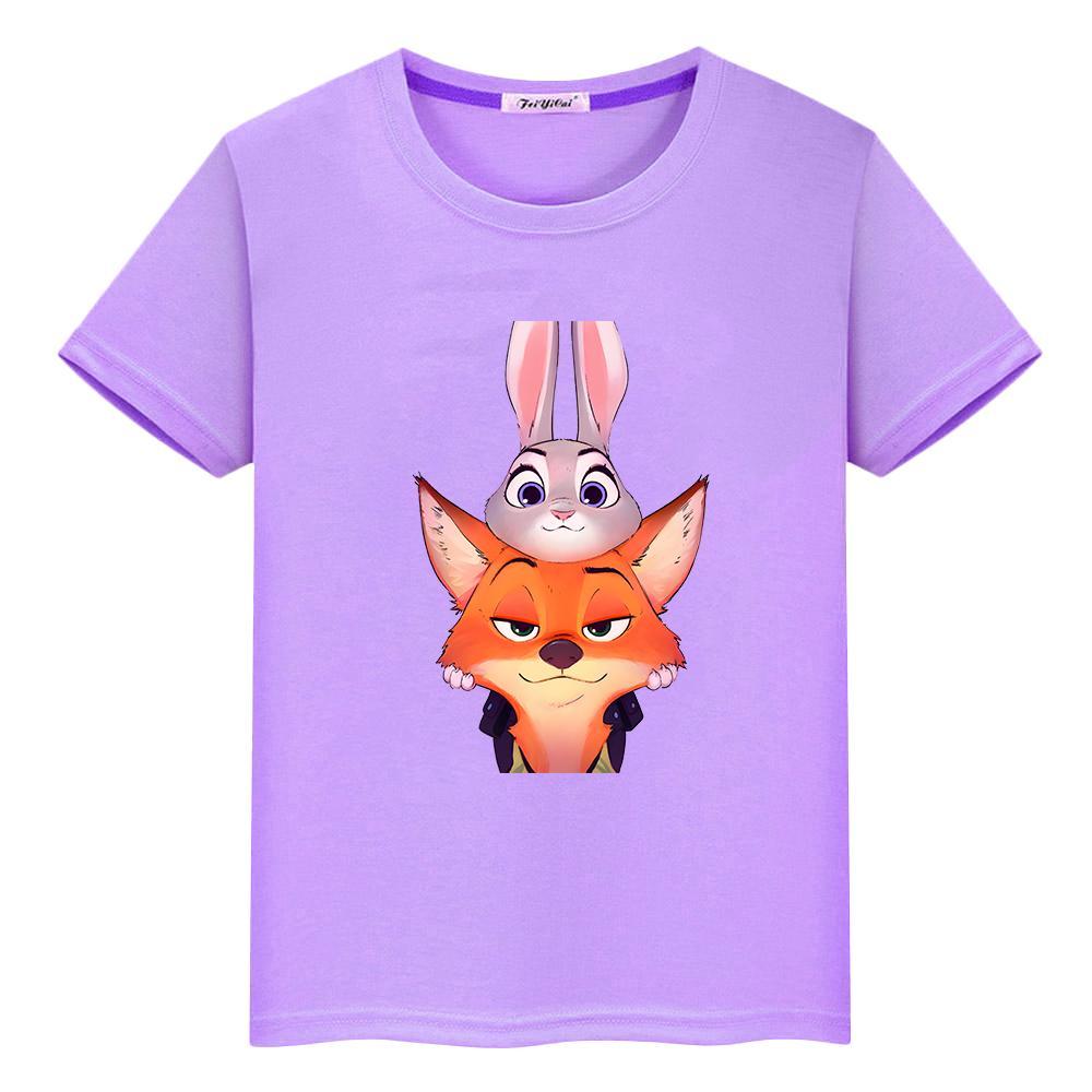 Zootopia 2 Print t shirt for kids boy 10years Tops 100%Cotton anime Short Kawaii pride tshirt y2k one piece girl clothes