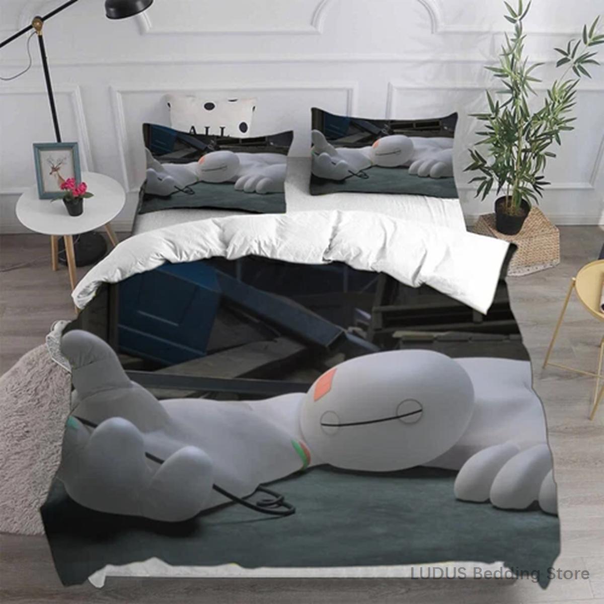Постельное белье Big Hero 6 Бэймакс Кавайное Аниме Пододеяльник с наволочками Размер Queen Full Twin Покрывало Декор для дома EU single(135x200cm)