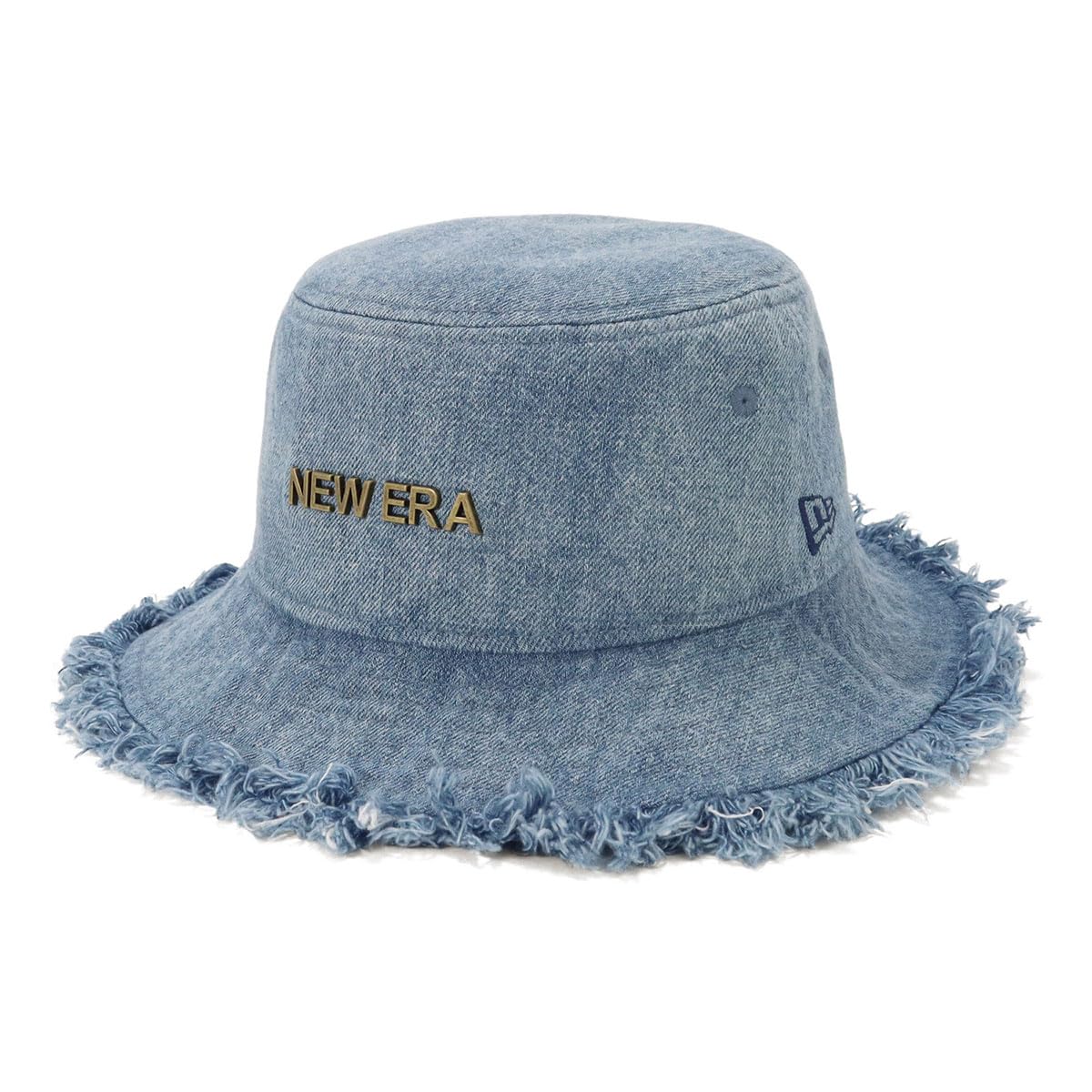 

New Era BUCKET01 CUT OFF METAL LOGO WDNM Cotton Bucket Hat with Metal Logo and Washed Sizes Cut-Off Denim, L/XL