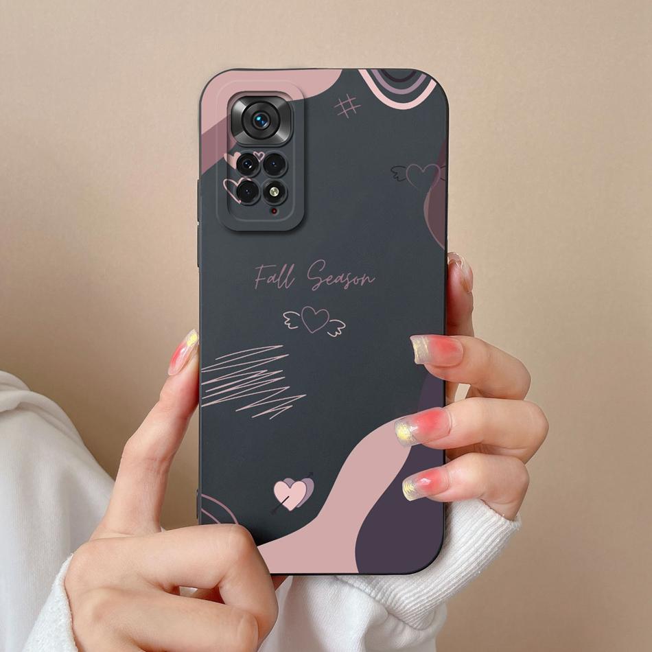 For Redmi Note 11S 4G 5G Phone Case Love Heart Liquid Silicone Camera Protection Back Cover For Xiaomi Redmi Note11S 11 S Funda