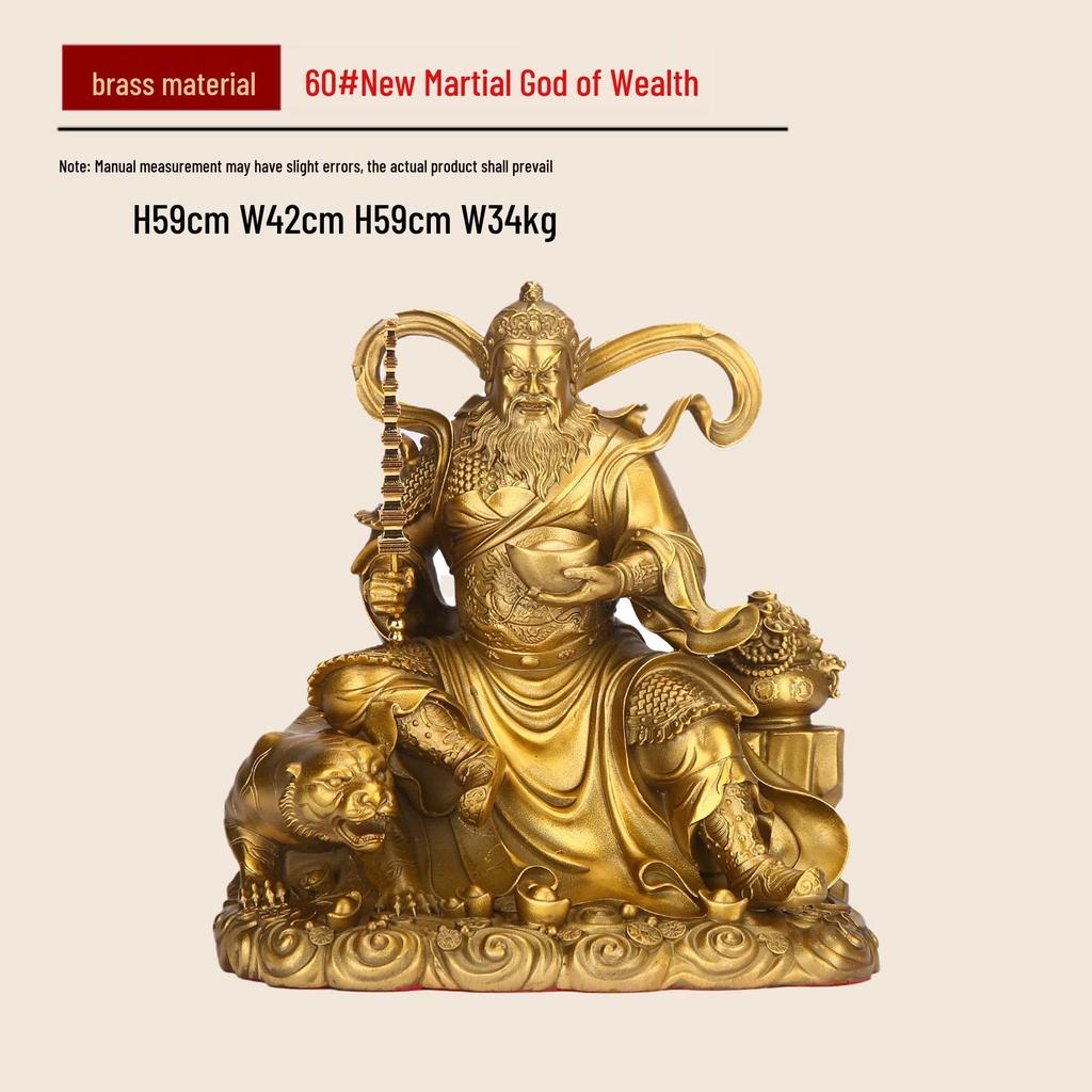 Brass Statue of Zhao Gongming Riding Tiger - God of Wealth, Five Roads Luck Attractor