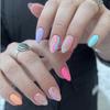 Unghii False Lipicioase Demontabile Cu Inimă În Culori Curcubeu Pastel Macaron Stil Drăguț Dulce Purtare Zilnică