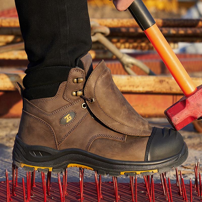 Men Boots Leather GenuineLeather Quality high Work Composite shoes Genuine Indestructible Puncture Proof Safety Security