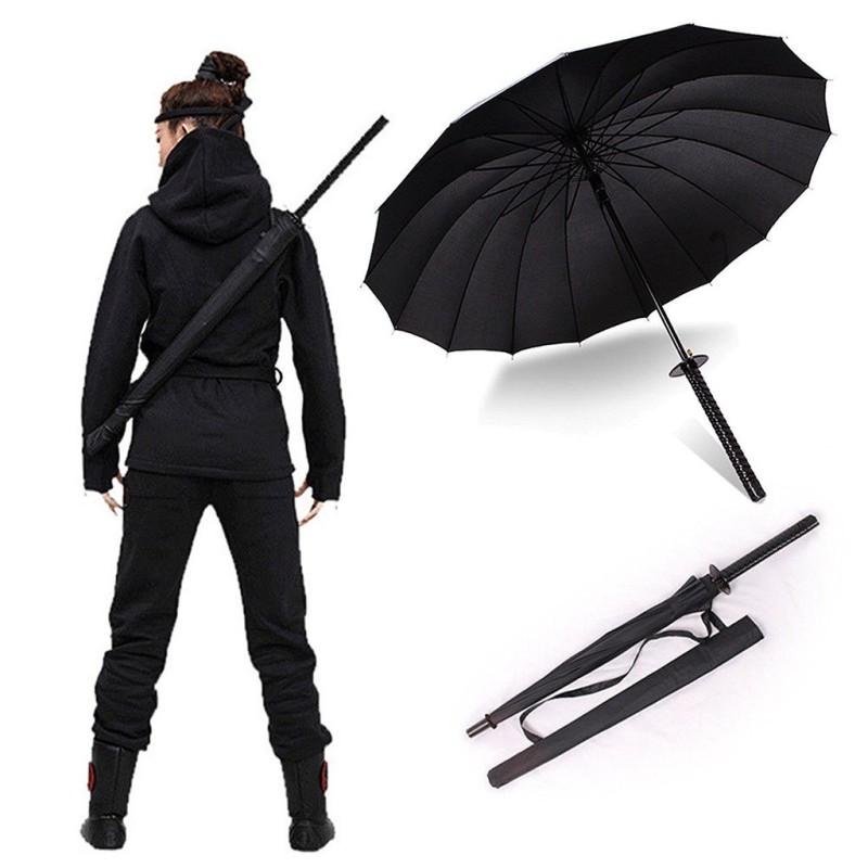 Outdoor Zone Katana Umbrella Sword Blade Japanese Black Samurai Handle Knight Ninja Bumbershoot