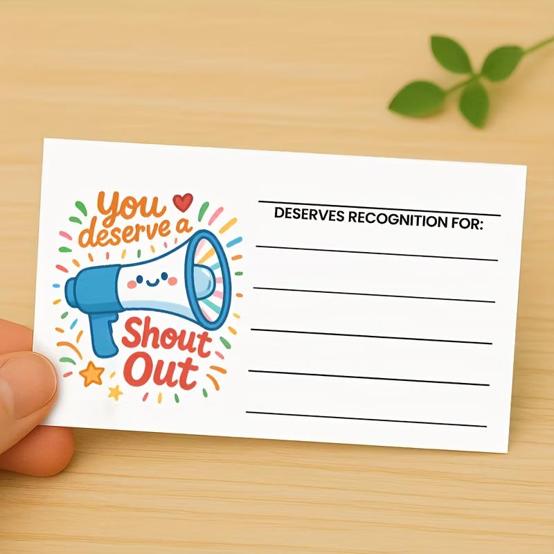 100pcs Positive Encouragement Cards for Teachers And Staff Colorful Motivational Thank You And Recognition 'You Deserve It!'
