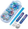 Skater Bento Trio and Antibacterial Made In Sonic TACC2AG68288 Kids' Set, Chopsticks, Spoon, Fork, Cutlery, Easy-Open Slide-Open Design, Japan,