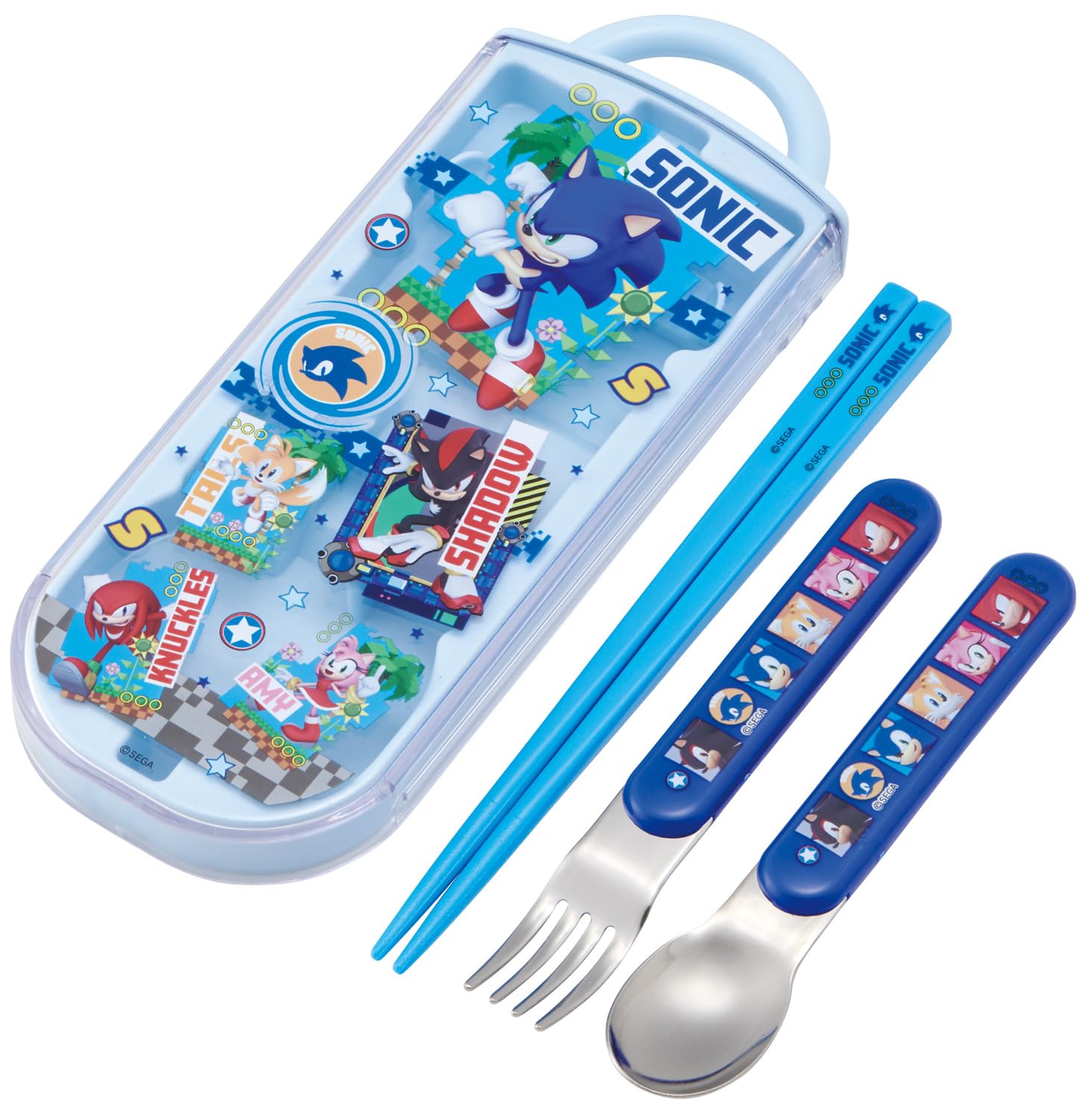 

Skater Bento Trio and Antibacterial Made in Sonic TACC2AG68288 Kids Set, Chopsticks, Spoon, Fork, Cutlery, Easy-Open Slide-Open Design, Japan,