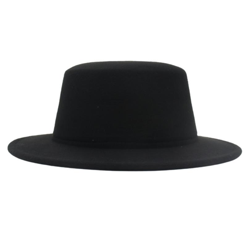 French Top Hat, Flat Top, Small Brim, Wool Solid Color Gentleman And Lady Versatile Felt Hat