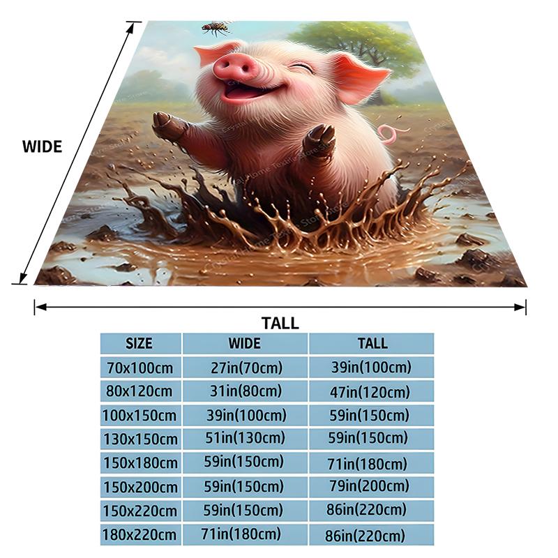 Kawaii Cute Pig Cartoon Soft Flannel Blankets,Keep Warm Throw Blanket Comfortable Blanket for Picnic Beds Sofa Home Bedroom Kids