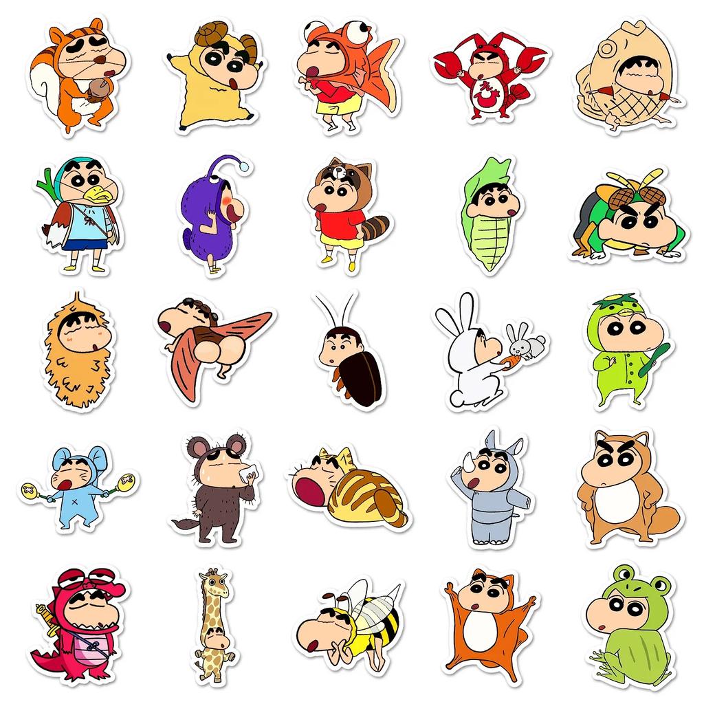 Kawaii Anime Crayon Shin-chan Stickers Skateboard Suitcase Phone Laptop Waterproof Cute Stickers Cartoon Kids Toy
