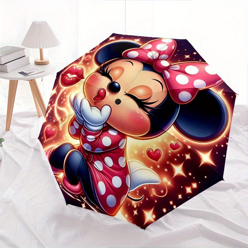 Minnie Mouse Automatic Opening and Closing Umbrella, Compact Travel Umbrella, Lightweight and Portable, Suitable for Beach Commuting Busines