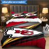 3PCS City Chiefs Emblem Printed Soft Bedding Set,Including 1pc Duvet Cover And 2pcs Pillowcases Perfect for Bedroom, Dormitory, Fan gift