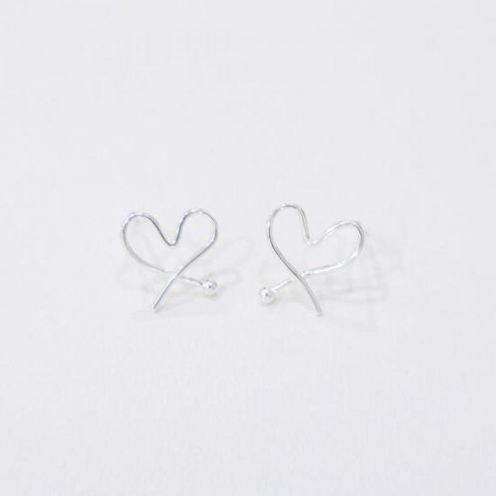 New Arrivals Open Run Heart Earrings Twisted Mini Thin String Silver Ball Stirl