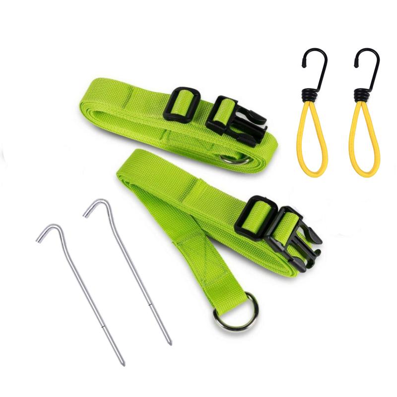 Awning Tie Down Kit Green Straps+Ground Nails+Elastic Ropes Storm Straps Combination Caravan RV Parts Awnings Accessories
