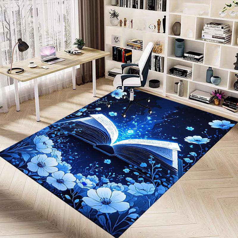 1PC Book, Flowers Carpet Office Rug Mat Home Decor Area Carpet Festival Gift Office Desk Chair Carpet Longlasting Material