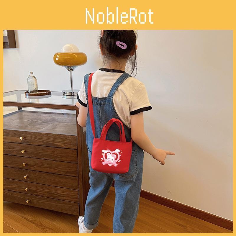 Fashionable Nylon Kids Handbag Featuring Cute Bear Print And Breathable Design
