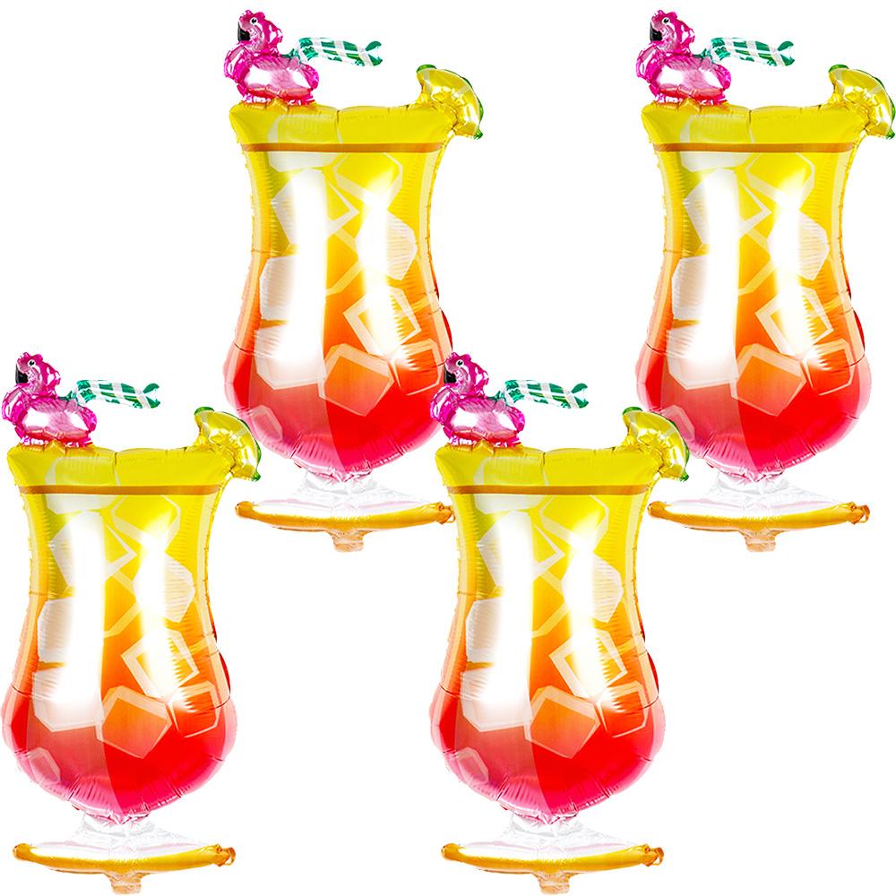 4-Pack Flamingo Cocktail Balloons, Flamingo Cocktail Foil Balloons, Suitable for Summer Parties, Birthday Party Decorations, Summer Parties, Beach Other
