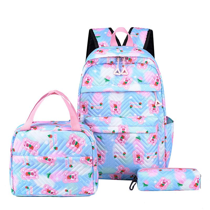 Trykt skoleveske kvinner Tredelt ryggsekksett kvinneveske