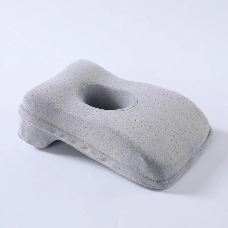 

Nordic Solid Nap Sleeping Memory Cotton Pillow for Office Classroom Rebound Neck Pillow Detachable Breathable Waist Cushion 34x23.5x11.5cm серый