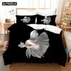 3D Printed Cartoon Fish Photo Chinoiserie Bedding Set Down Quilt Cover With Pillowcase Double Complete  King