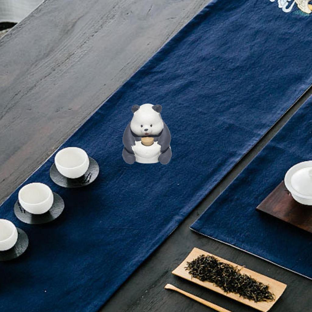 Tea Pet Panda Statue Miniature Bookshelf Desk Animal Figurine Trays Accessories for Table