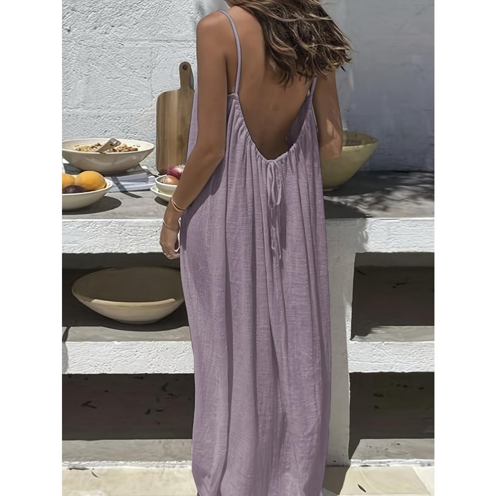 New Women's Backless Loose Long Cami Homewear Dress