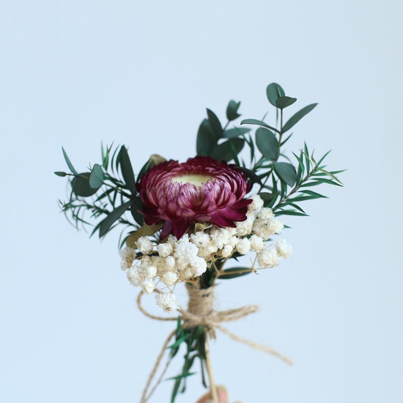 12cm Preserved Flower Boutonniere: Mini Bouquet for Bride, Bridesmaid, Wedding, Gift Box, Party Favor Decoration