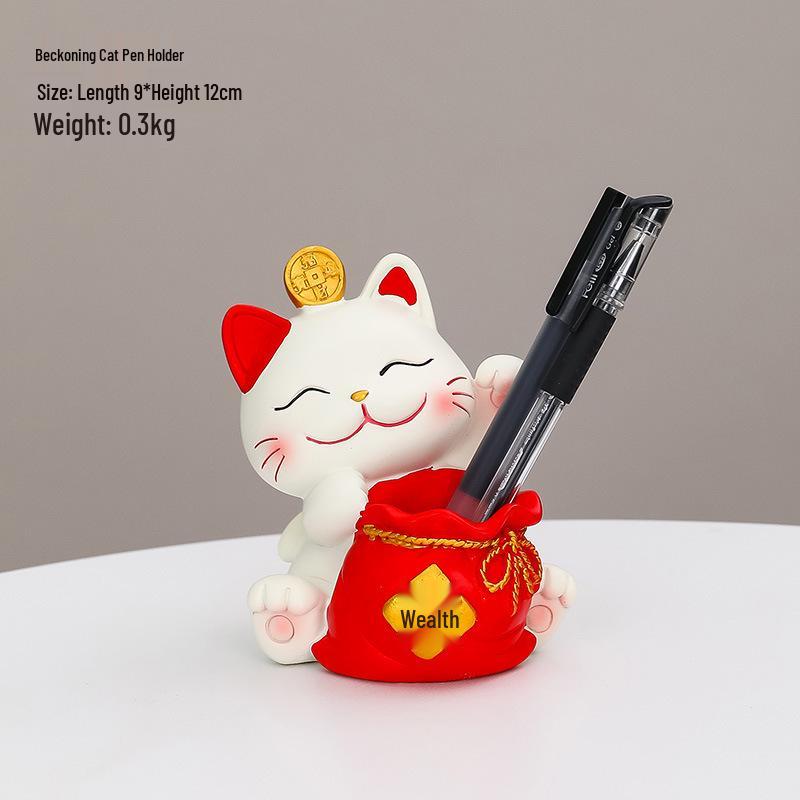 Lucky Cat Resin Mobile Holder - Cute Office Desktop Decoration Gift