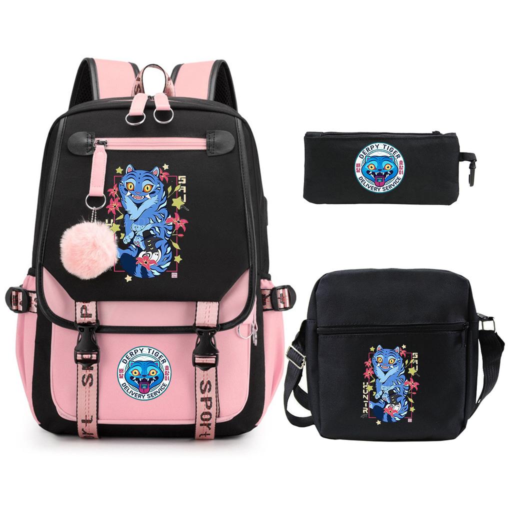 Witch Hunters Cartoon Peripheral Printing Children's Backpack Cross-border New Student School Bag Three-piece Shoulder Bag Pencil Bag