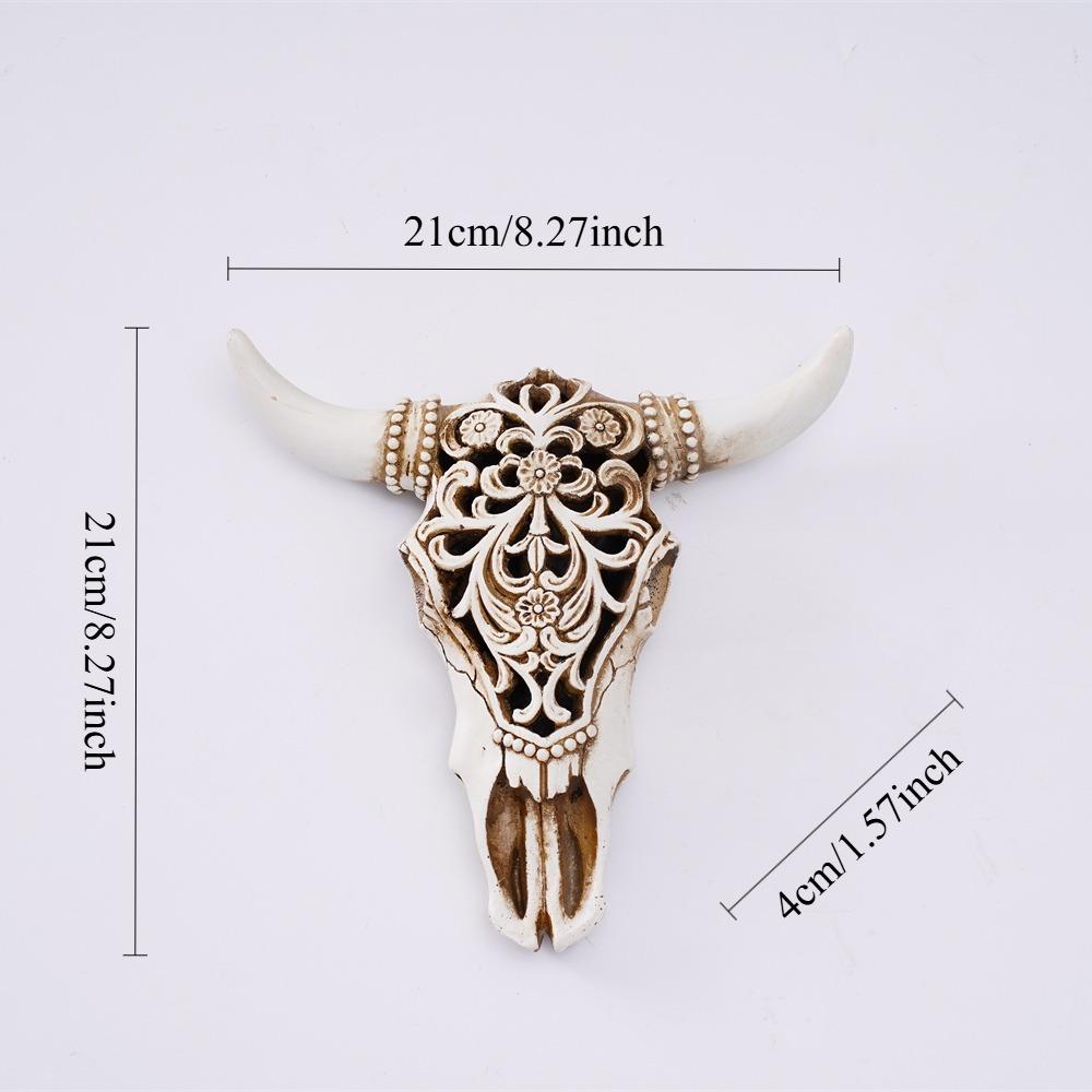 Colgante de Pared Vintage Cabeza de Vaca Cráneo de Animal 3D Estatua de Arte Escultura de Cabeza de Toro Decoración Colgante de Pared para Hogar Sala de Estar Bar Manualidades