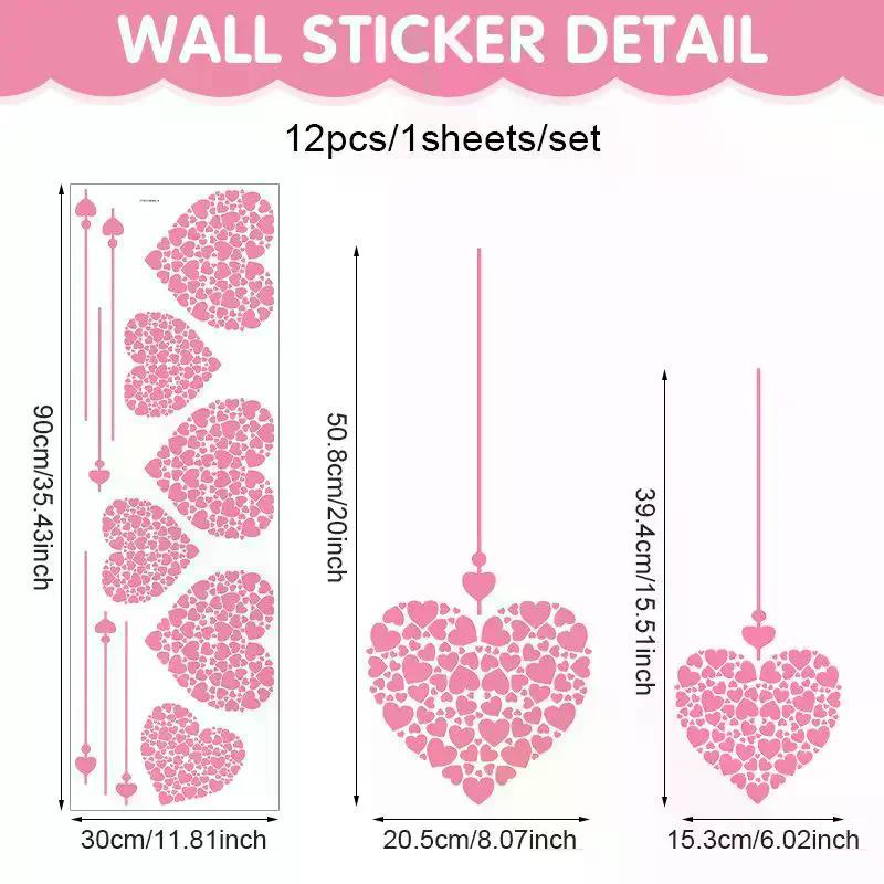 1pcs Valentine's Day Atmosphere Decorative Stickers,Heart-shaped Stickers For Glass Windows And Display Windows, Window Stickers