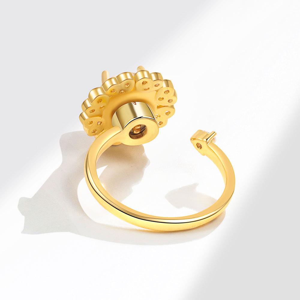 Rotating Open Ring For Women With Zircon Stone Lucky Turning Band Adjustable Fashion Jewelry Gift For Her Elegant Design