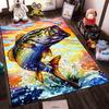 Jumping Bass Painting with Sunset Scenery Non-slip Rug Suitable for Living Room and Bedroom Sofas Sofas