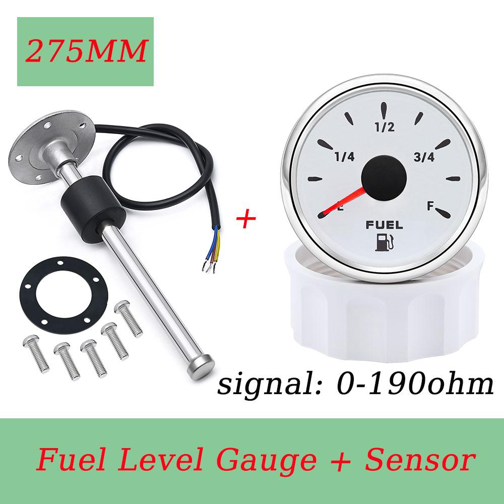 Universal Gasoline Fuel Meter for Car 12v 52MM Gauge Indicator 0-190ohm Stainless Steel Fuel Level Sensor with 7colors Backlight