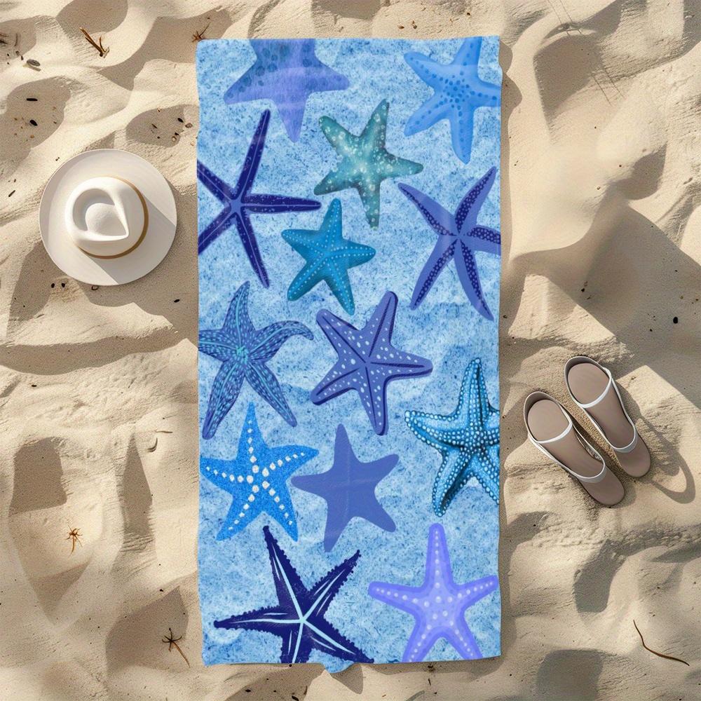 Vibrant Starfish Print Beach Towel, Ideal for Summer Beach Pool Fun Hand Towel